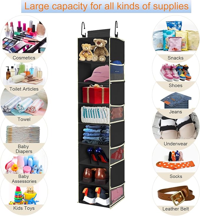 2 Pack Large-Sized Hanging Shoe Organizer 8-Shelf, Hanging Closet Organizer