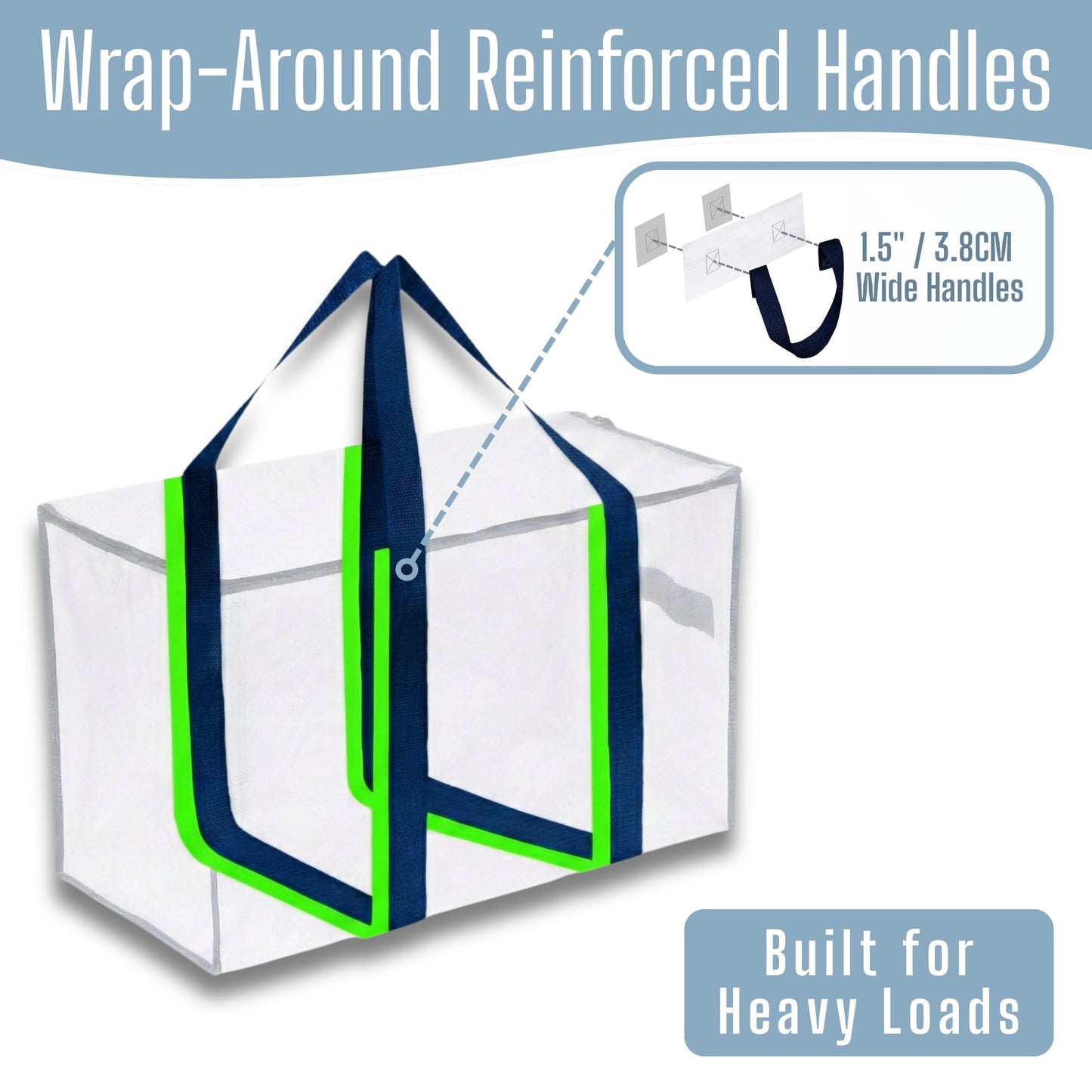 VENO 8 Pack Heavy Duty Moving Bags, Extra Large Storage Bags with Reinforced Handles & Strong Zippers, Foldable & Reusable Moving Box Alternative for Clothes & Dorm Storage
