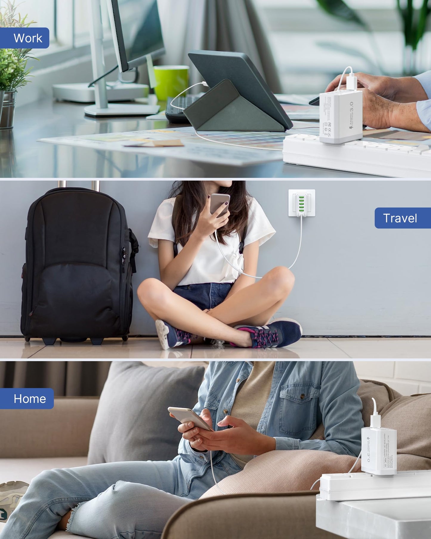 Tupneuf 33W USB Plug Fast Charge, 6-Port Multi Charger Plug UK Charging Power Adapter Multiple Quick Charge 3.0 Wall Mains Plug for iPhone 16 15 14 13 12 11 Pro Max X XR XS 8 7 6 6S Plus 5 5S SE, iPad