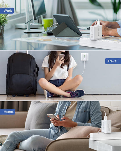 Tupneuf 33W USB Plug Fast Charge, 6-Port Multi Charger Plug UK Charging Power Adapter Multiple Quick Charge 3.0 Wall Mains Plug for iPhone 16 15 14 13 12 11 Pro Max X XR XS 8 7 6 6S Plus 5 5S SE, iPad