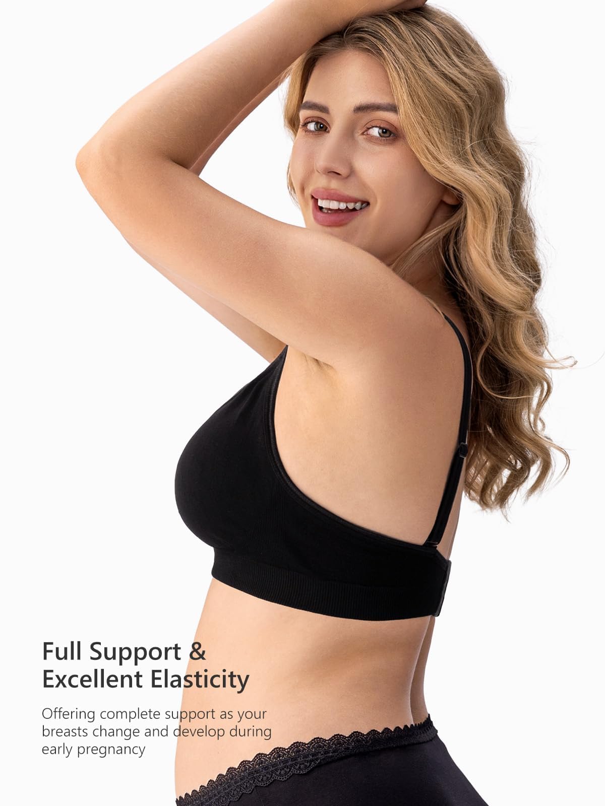 HBselect 3 Pack Women’s Nursing Bra Wireless Seamless Maternity Bra Breastfeeding Bras Bralette with Removable Bra Pads Extenders