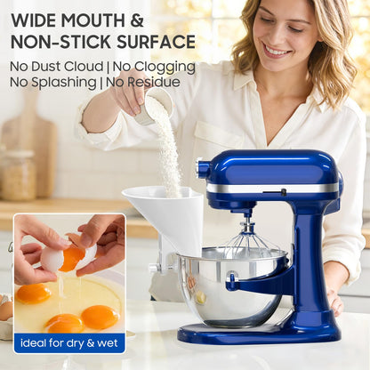 KingofKings Funnel for Kitchen Aid Accessories and Attachments, Flour Funnels for Kitchenaid Mixer Attachments, Wide Mouth Pouring Chute Baking Supplies for Cake, Mother Day Gift for Women, Mom