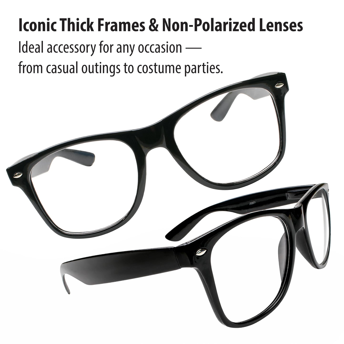Kangaroo Black Fake Glasses - Classic Hipster Glasses Frames - Retro Clear Non Prescription Nerd Costume Eyeglasses for Men & Women for Halloween Cosplay