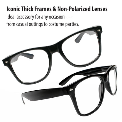 Kangaroo Black Fake Glasses - Classic Hipster Glasses Frames - Retro Clear Non Prescription Nerd Costume Eyeglasses for Men & Women for Halloween Cosplay