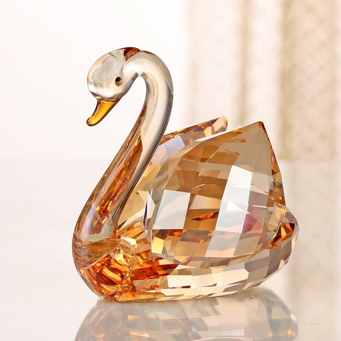 DOJOZ Crystal Swan A Pair Sparkle Valentines Day Sweet Gifts Figurine Collection Paperweight Table Centerpiece Ornament (Gold)
