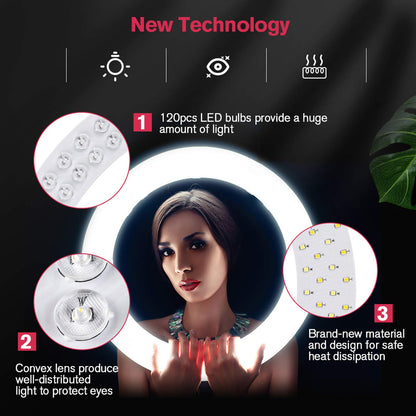 18 inch LED Ring Light with Tripod Stand Dimmable Makeup Ring light for Studio Portrait YouTube Vlog Video Shooting with Remote Controller, CRI 90