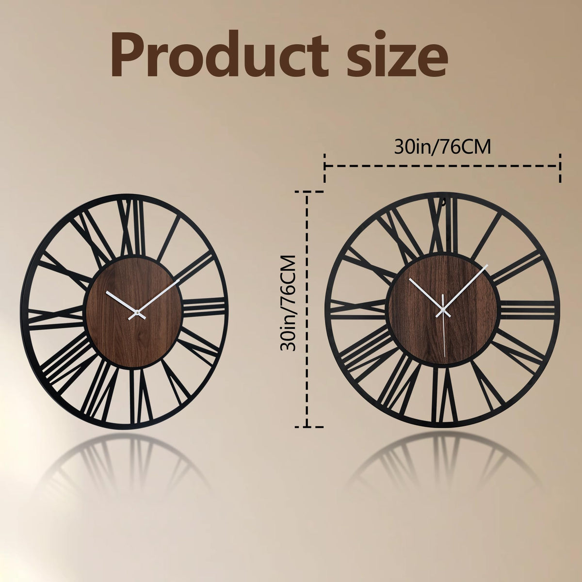 Jassurance Large Lighted Wood Wall Clock Remote Control, Roman Numeral Modern Decorative Clock with Silent Movement, Battery Operated Clocks for Living Room Decor