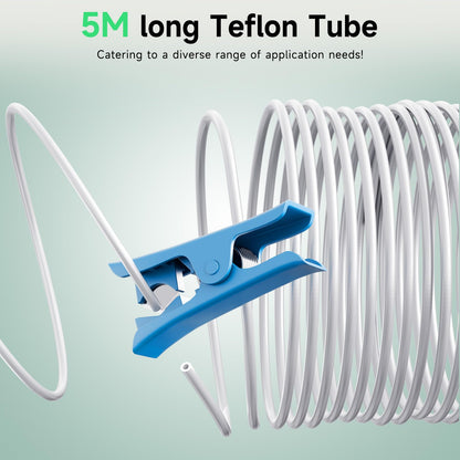 YOOPAI PTFE Teflon Tubing 5M with Cutter, 2.5mm ID × 4mm OD PTFE Teflon Tube Fits Direct Drive Extruder 3D Printer, for Bambu Lab A1/A1 mini/P1P/P1S/X1C, Creality K1/K1 Max/Ender 3 V3 (White)