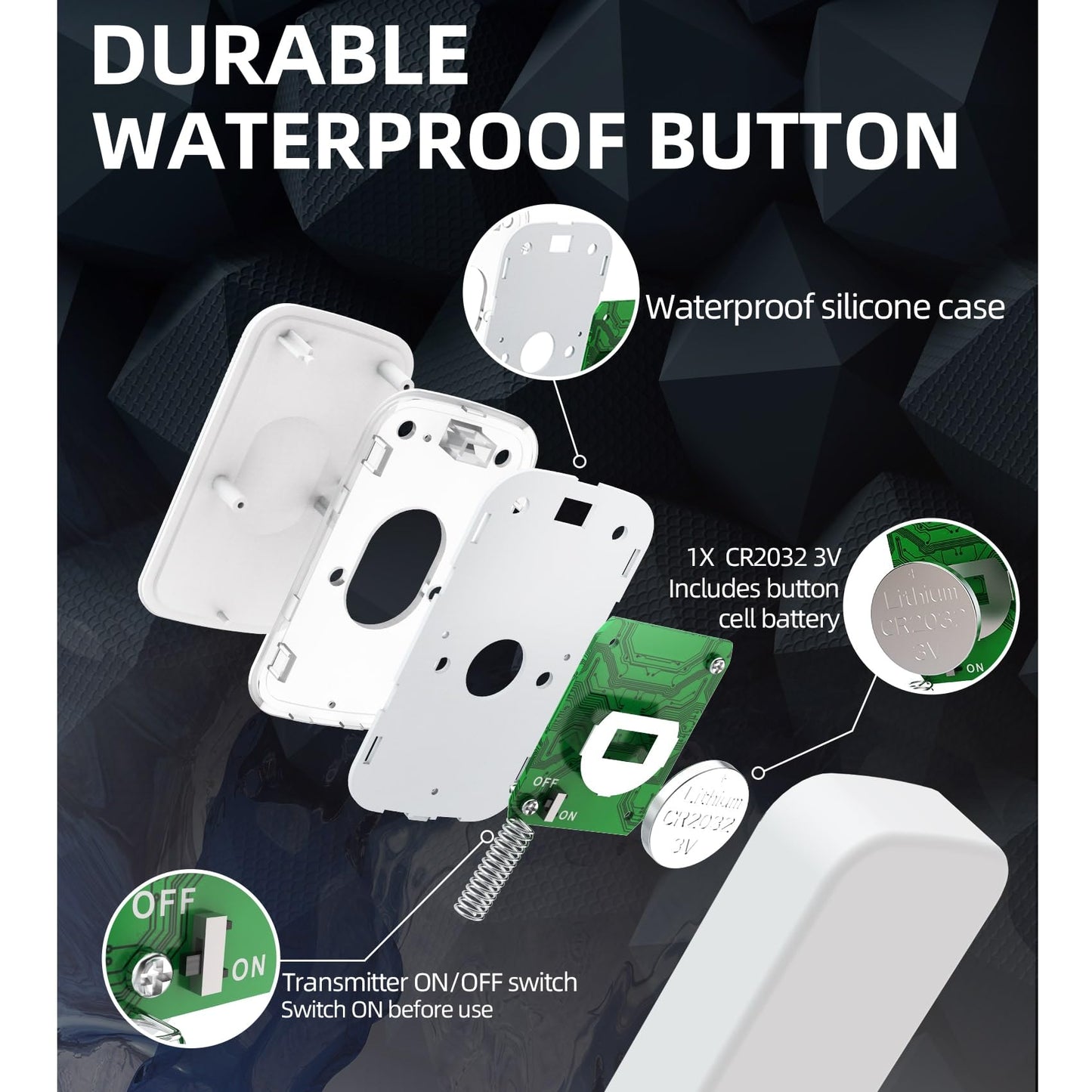 Wireless Doorbells for Home Battery Operated Doorbell at 1200 Feet with Flashing Light 36 Melodies 4 Volume Levels (2 Portable Receivers & 1 Touch Button White）JSIEEM