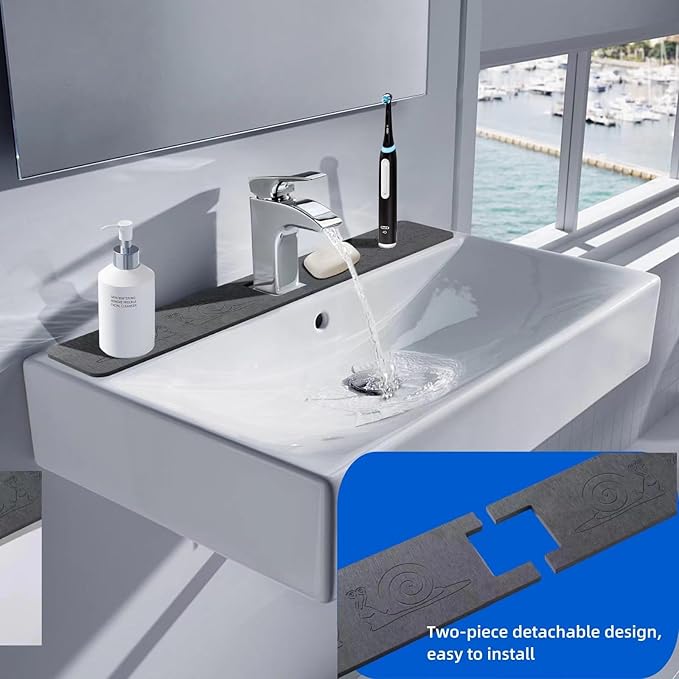 Sink Splash Guard Stone PNLLDDCN Non-Slip Diatom Mud Behind Faucet Mat