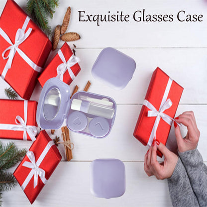 Erewa Contact Lens Case, 2 Pack Portable Contact Lens Box Kit with Mirror, Compact Soak Storage Kit for Travel (Light Purple)