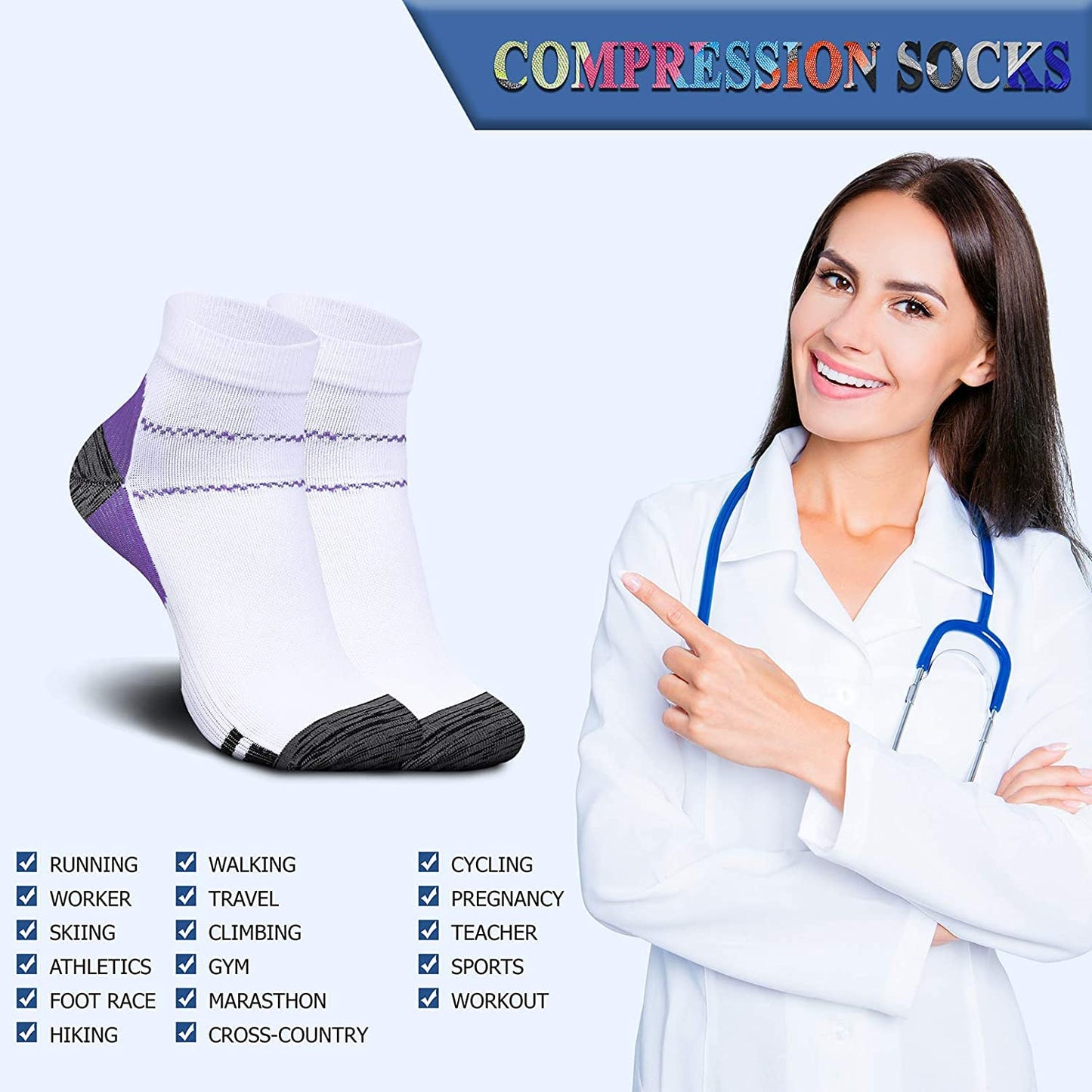 Gcbiger Compression Socks for Men & Women(7 Pairs) Plantar Fasciitis Socks for Pain Relief, Ankle Support & Foot Health Reduces Swelling & Heel Spur Pain, Recovery