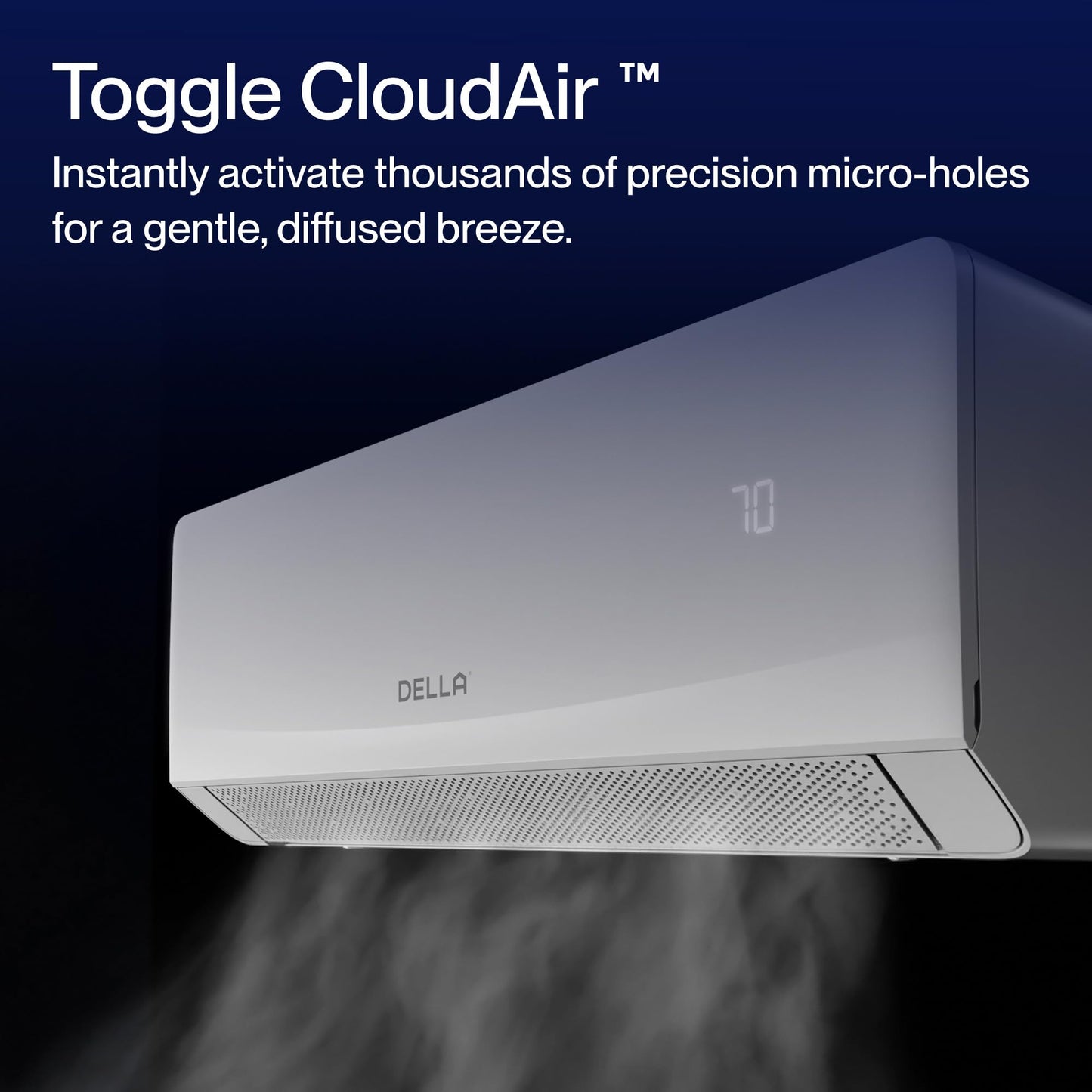 DELLA Serena CloudAir Series 9800 BTU Mini Split AC with Soft Airflow, Energy Star 22 SEER2 115V, 0.82 Ton Inverter Heat Pump Ductless AC for up to 400 Sq.Ft, WiFi & Alexa, Pre-Charged, 16.4ft Kit