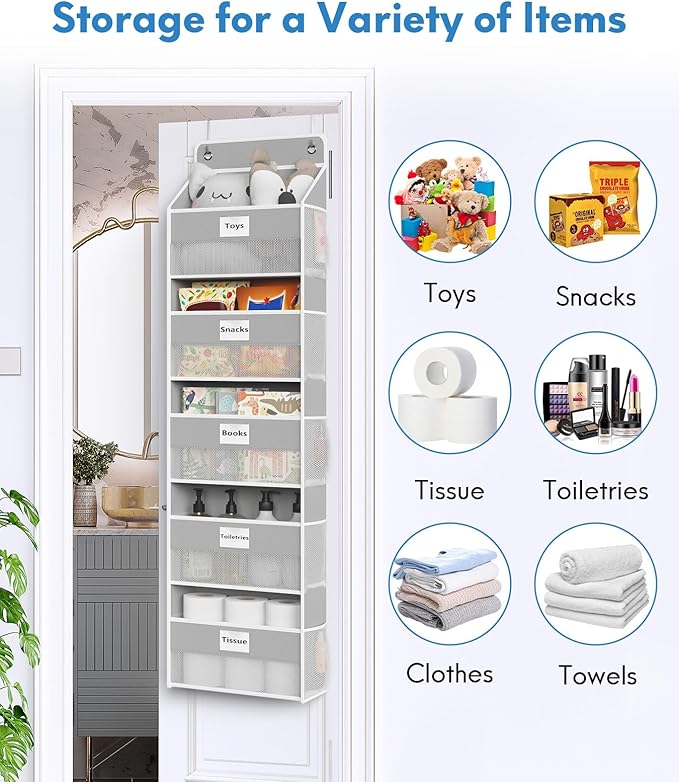 Over The Door Organizer Hanging, 5 Shelf Behind The Doors Storage, Pantry Door