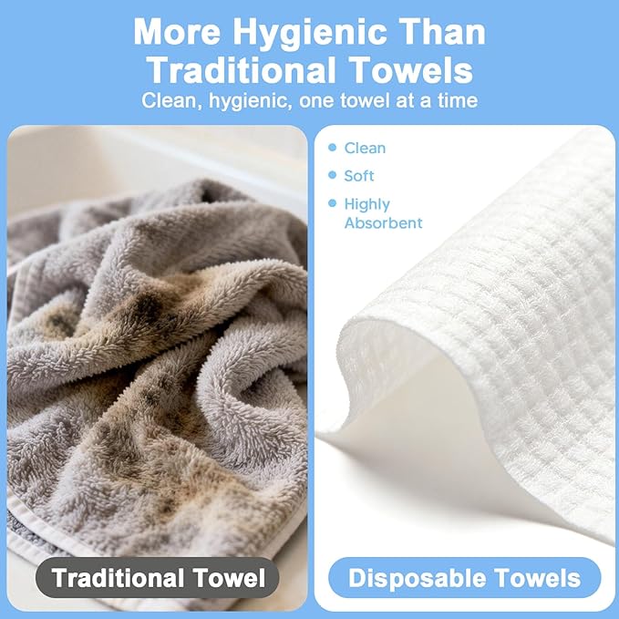 200 Count Disposable Face Towels – Value Pack Extra Thick Biodegradable Facial