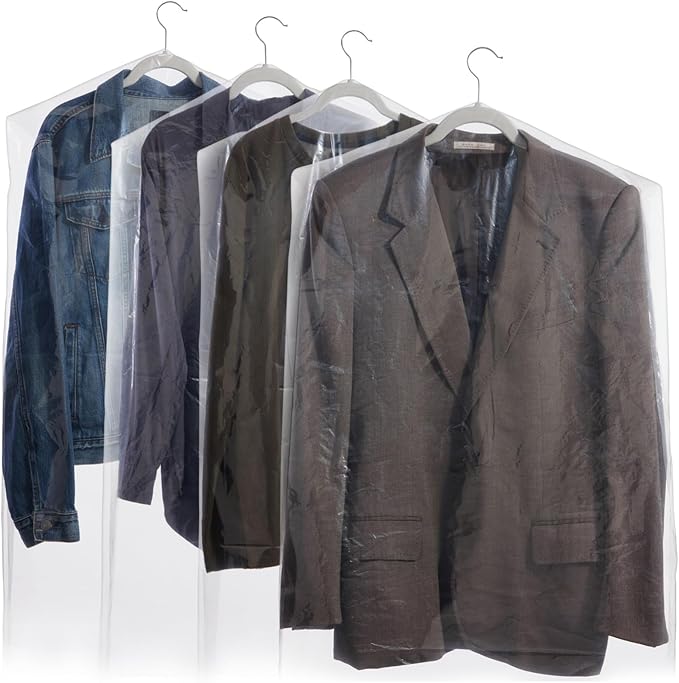 50 Pack Clear Plastic Garment Bags