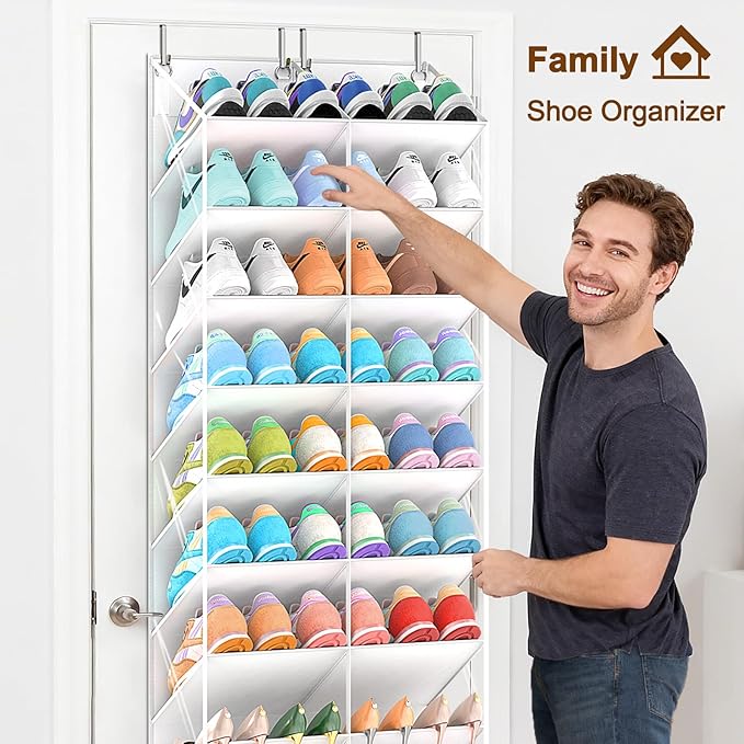 20-30 Pairs Over the Door Shoe Organizer, 10-Tier Door Shoes Rack, Handing