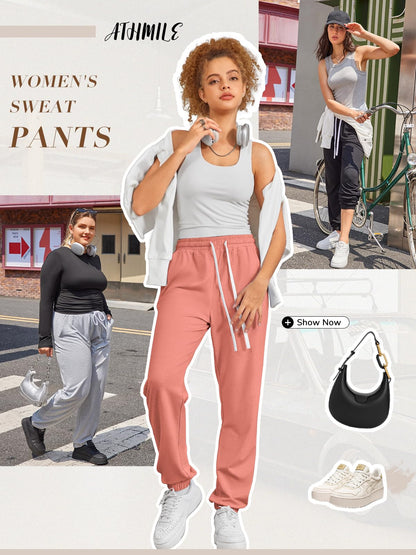 ATHMILE Halloween Baggy Sweatpants for Women with Pockets-Lounge Womens Pajams Pants-Womens Running Joggers Fall Clothes Outfits 2025 Orange Pink