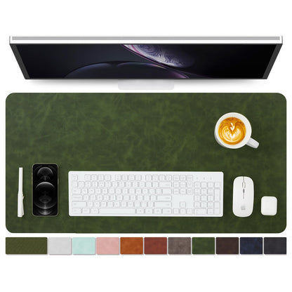 Distressed Leather Desk Mat - Non-Slip PU Desk Pad for Office and Home - Desk Organization and Accessories - Ideal for Large Mouse Pad and Desk Mats on Top of Desks(Forest Green,31.5"x 15.7")