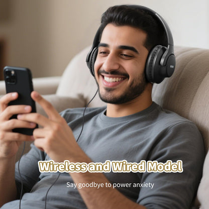KVIDIO Bluetooth Headphones Over Ear, 65 Hours Playtime Wireless Headphones with Microphone, Foldable Lightweight Headset with Deep Bass,HiFi Stereo Sound for Travel Work PC Cellphone (Black)