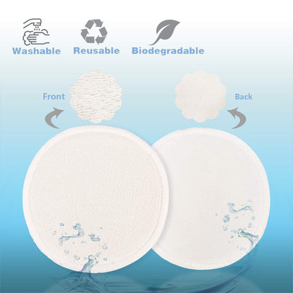 PHOGARY 14 PCS Washable Nursing Pads, Reusable Organic Bamboo Breast Pads with Laundry Bag and Storage Bag - Soft, Absorbent, Hypoallergenic, Eco Pads for Breastfeeding