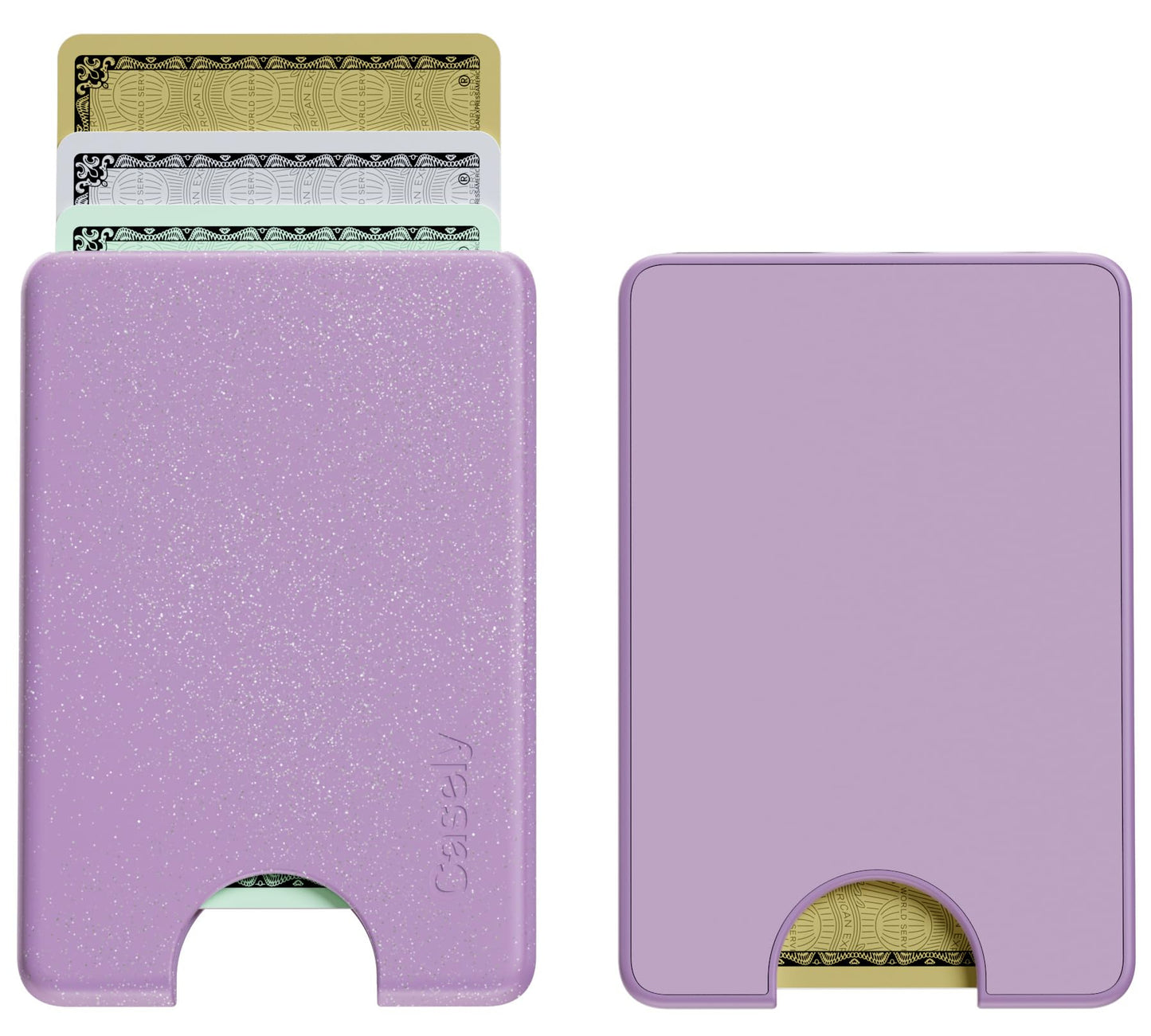 Casely MagWallet | Starfish Wishes | Coral Pink Shimmer | Slim Wallet Card Holder | Compatible with MagSafe | Soft-Touch Hard Silicone | Holds Up to 3 Cards