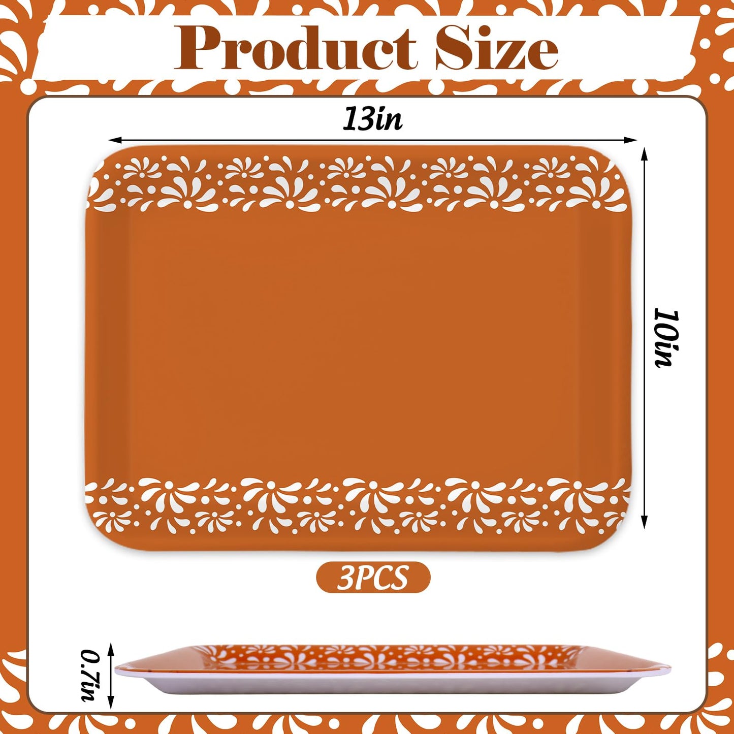 FYSUIMU 3 Pcs Cielito Lindo Serving Tray De Barro Melamine Charcuterie Board Serving Platter 13 x 10 Inch for Mexican Fiesta Terracotta Flower Plates for Birthday Wedding Cinco De Mayo Party