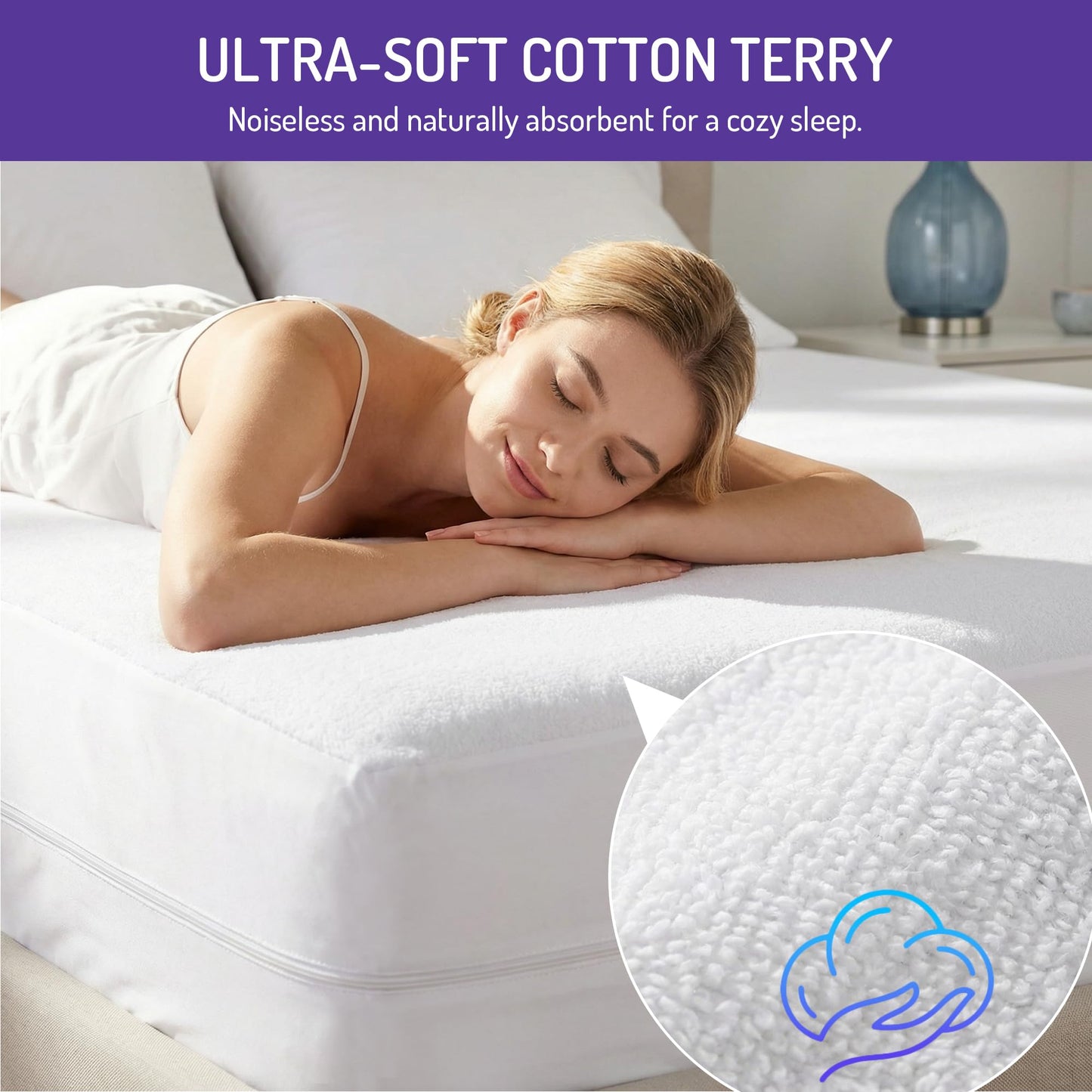 Degrees of Comfort Bed Bug Mattress Cover Twin Size - 9-12" Standard Profile 3M Scotchgard Waterproof Zippered Encasement Protector, Breathable Cotton Terry Top