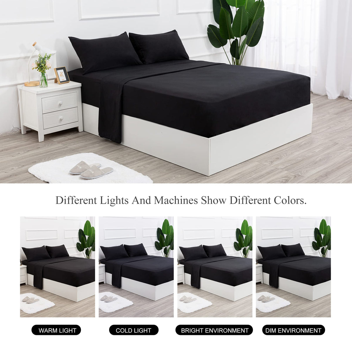 Best Season Cotton Full Size Sheet Set (Black) 4 Piece - 100% Cotton Sheets Set, Soft Cotton Bed Sheets Sets with Deep Pocket fit Up to 16 inch