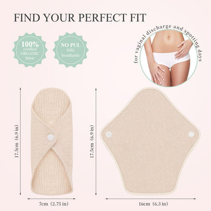 Washable Sanitary Pads Set, Reusable Sanitary Napkin, Menstrual Panty Pads for Girls/Women, Leak-Proof, Washable, Soft, Absorbent - Intimate Set with 1 Waterproof Storage Bag (180mm, Count, 8)