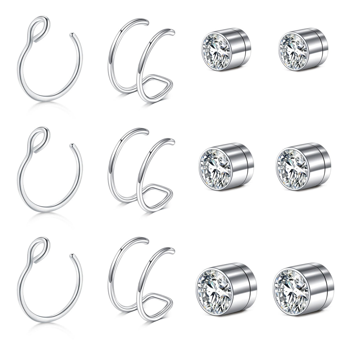 JFORYOU FORYOU Fake Nose Ring Fake Nose Piercing Fake Nose Rings for Women Fake Nose Ring Hoop Faux Nose Piercing Clip on No Pierced Non Piercing Faux Body Piercing Jewelry for Women Men