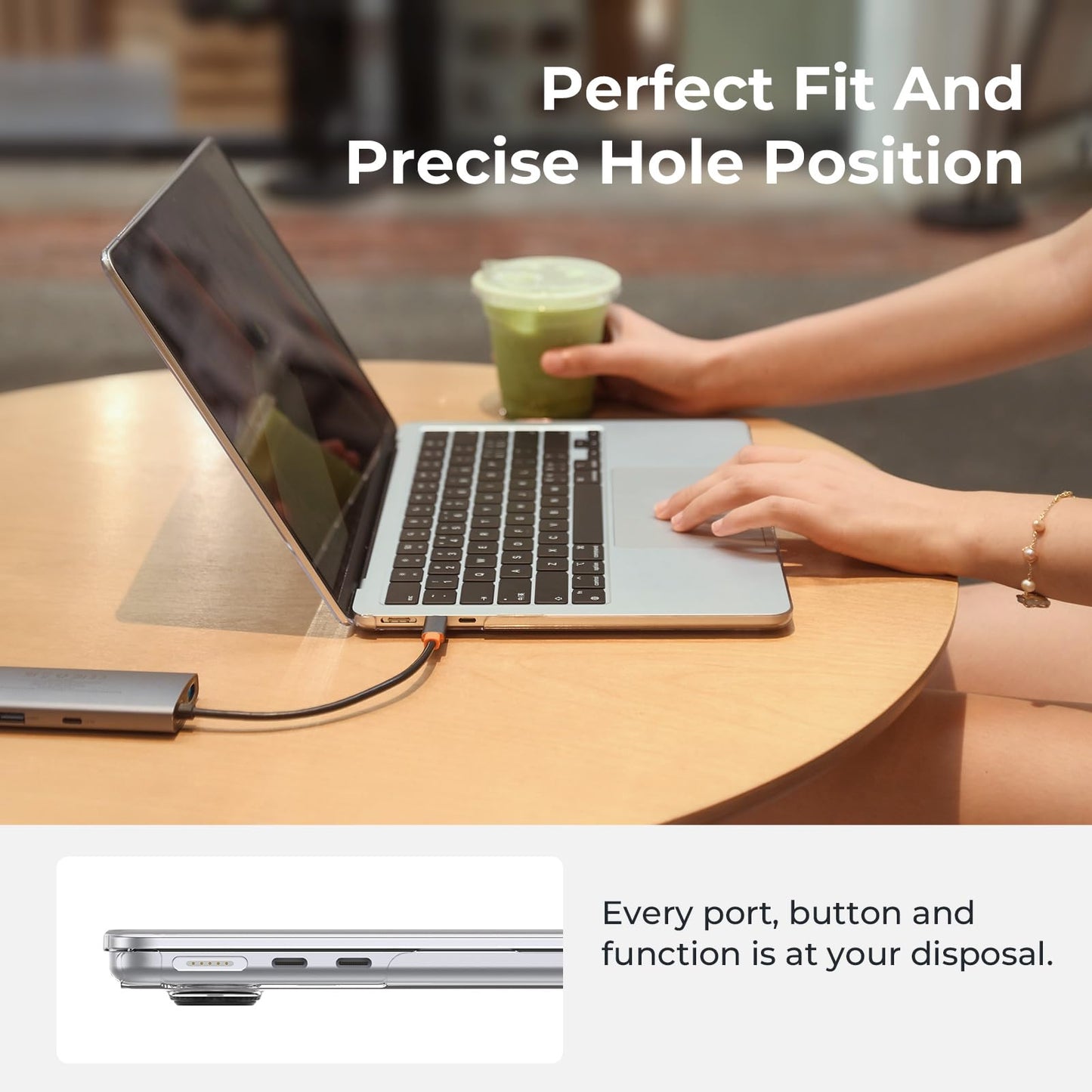 EooCoo Case compatible for M4 M3 M2 Macbook Air 15 inch A3241 A3114 A2941 with Touch ID,2025 2024 2023 Release, Transparent Plastic Hard Shell Cover, Smooth Shiny Surface, Crystal Clear