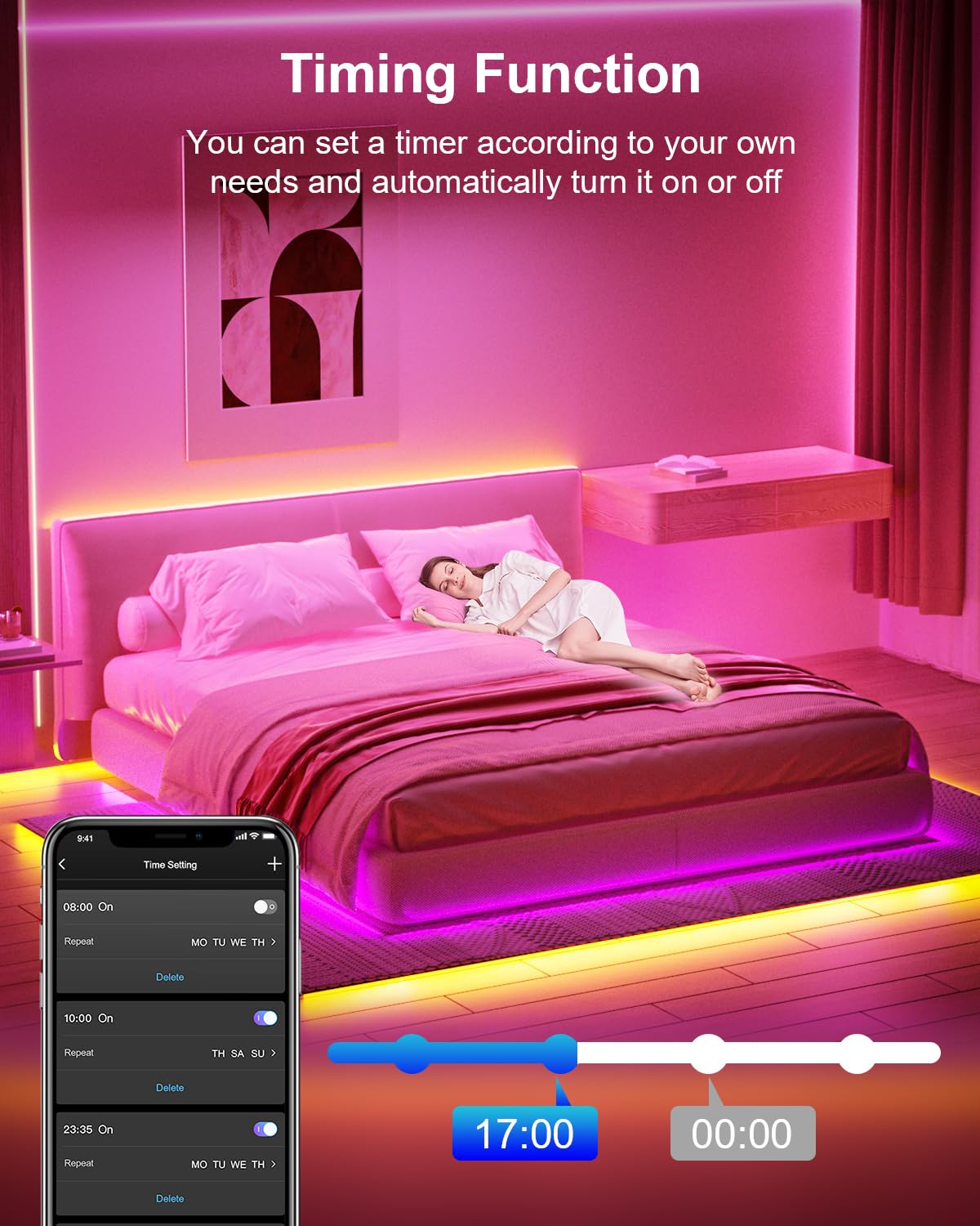 Mexllex LED Strip Lights 30m, Ultra-Long LED Lights Strip Music Sync, App Control with Remote, LED RGB Tape Lights LED Lights for Bedroom Party