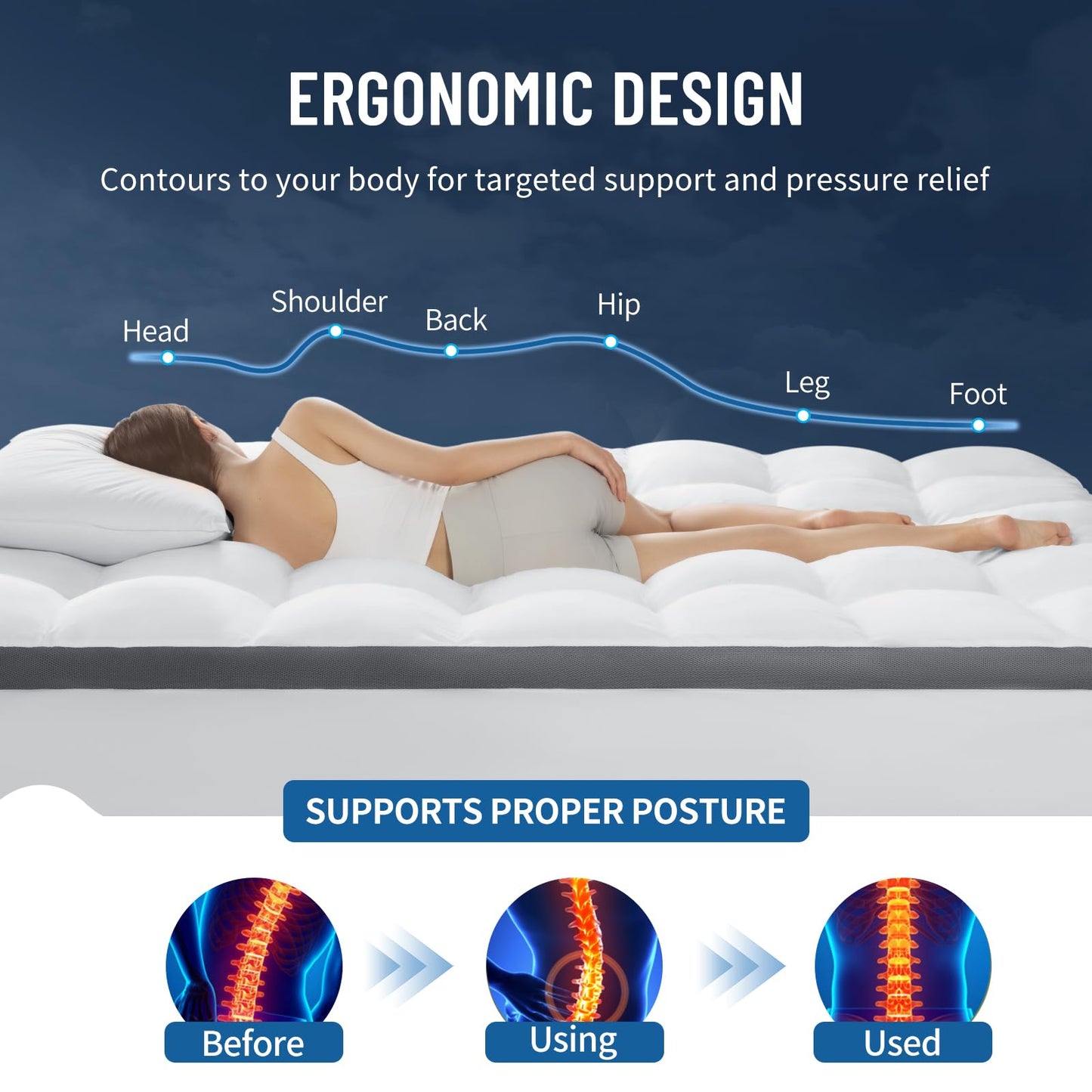 Memory Foam Mattress Topper, Extra Soft 1300 GSM Pillow Top Mattress Pad for Back Pain Relief,Breathable Mattress Cover for Fluffy Shredded Memory Foam Filled (Queen, 60"x80")