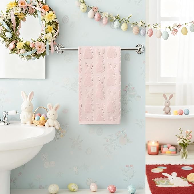 Artoid Mode 1 Pc Pink 3D Rabbit Jacquard Easter Hand Towels