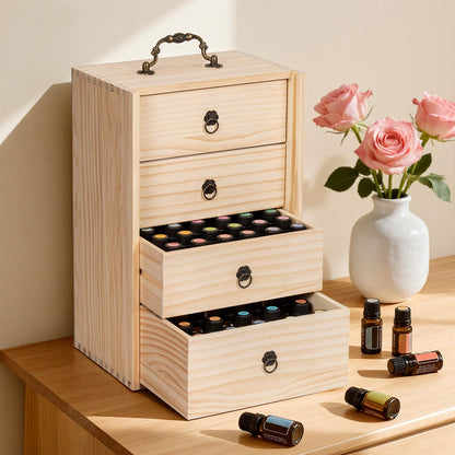 TORIBIO Essential Oil Storage Box for 96 Bottles, Wooden Essential Oils Holder Organizer Holds 5-30ml for Young Living & Doterra Bottles