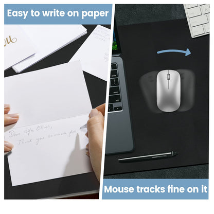 Desk Mat Wireless Charging Mouse Pad Large 32x16 Journey Desk Pad Mat with Wireless Charger Waterproof Black Leather Computer Mat with Phone Charger Mousepad Non-Slip for Keyboard and Mouse