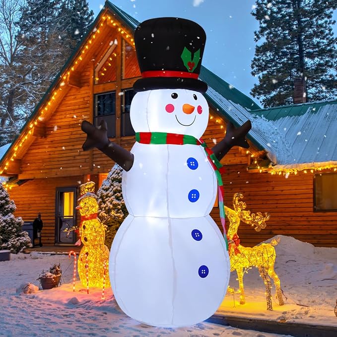 GOOSH 6 FT Inflatable Outdoor Snowman Holiday Decoration Blow Up Snowman with Branch Hand for Yard, Garden, Indoor & Outdoor Parties