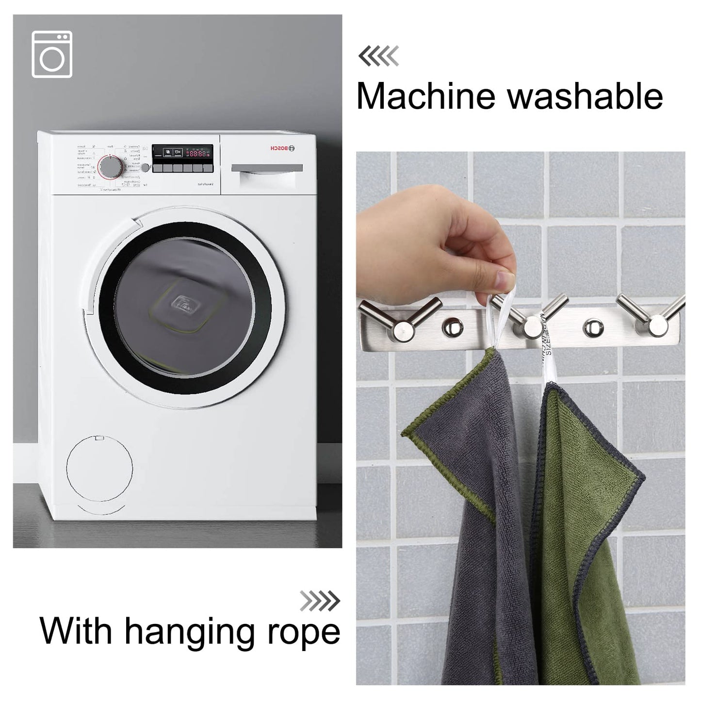 PETTOM Dog Towels for Drying Dogs 2 Pack, Dog Drying Towel with Hand Pockets, Super Absorbant Microfibre Pet Towels for Dogs Puppys Cats, Pet Shower Bath Towel Machine Washable, Grey and Green