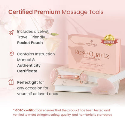 PLANTIFIQUE Jade Roller & Gua Sha Set – Real Jade Facial Tools for Skin Care Routine – Certified Face Massager for Radiant Skin