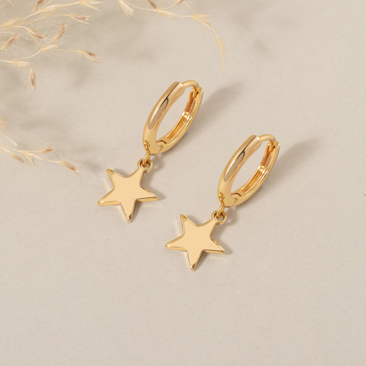Gold Dangle Drop Hoop Earrings for Women Men Gold Plated Dainty Earrings Hypoallergenic Star Cross Huggie Hoops Jewelry for Everyday Wear