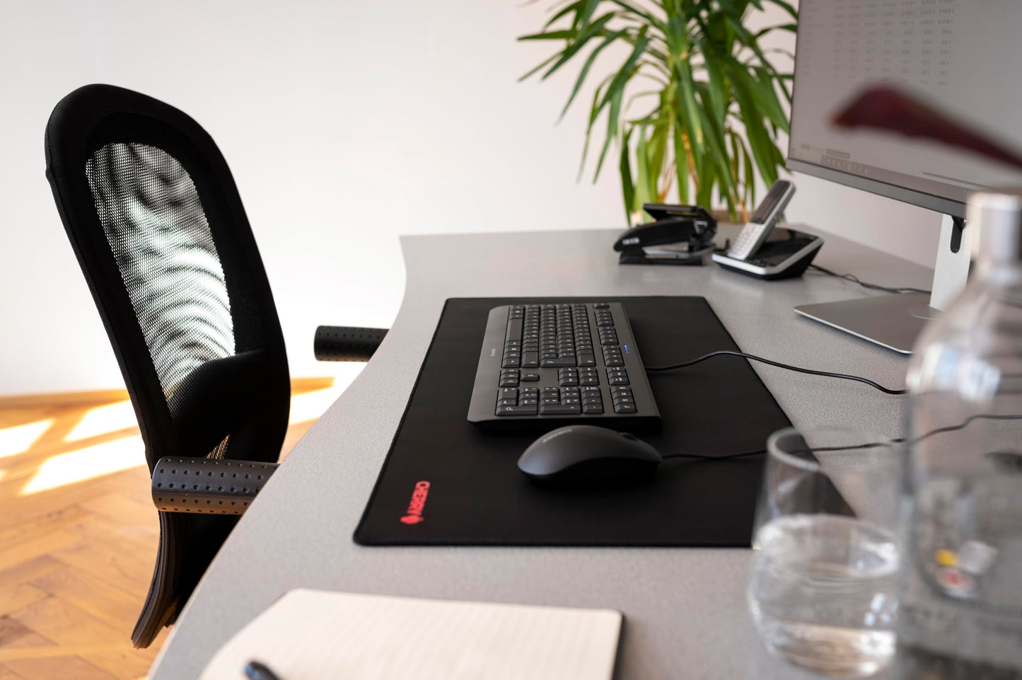 CHERRY MP 2000, Premium Fabric Mouse Pad in XXL (800 x 350 x 5 mm), Smooth Surface for Precision, Stitched Edges, Non-Slip, Rollable, Black