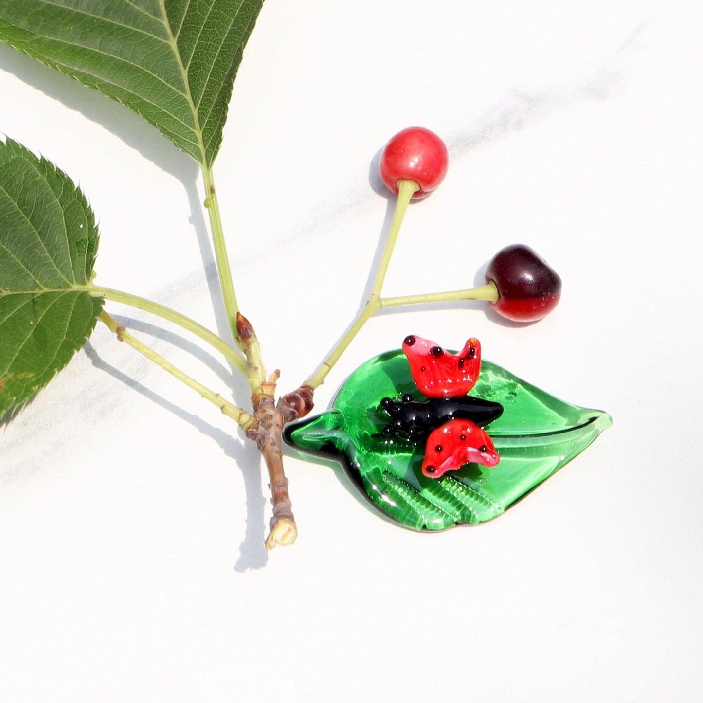 Crrezhai Mini Crystal Green Leaf Glass Animal Butterfly: Table Figurines Decor Crystal Room Ornament Sculpture Women Gift Collectible Figurines