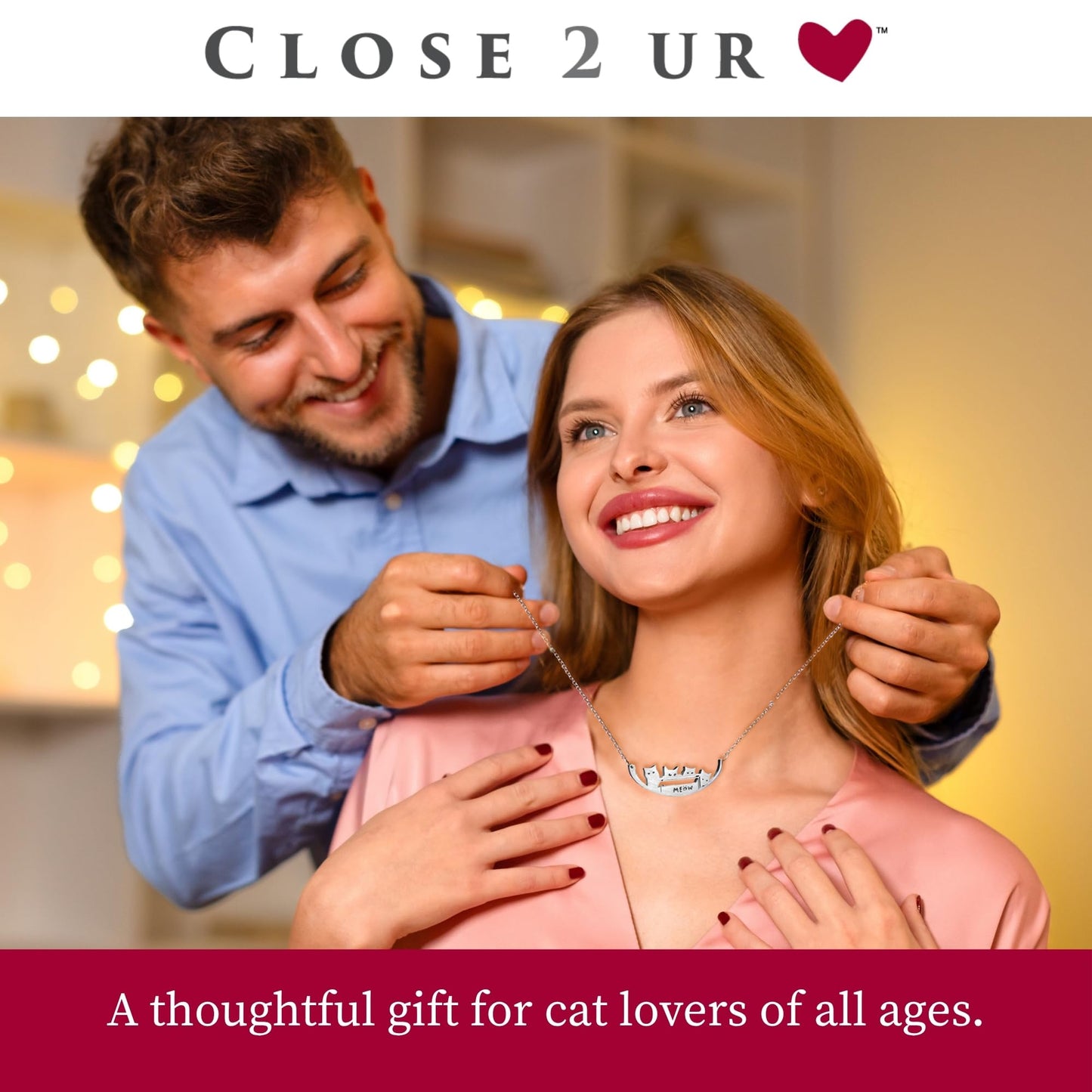 Close 2 UR Heart Stainless Steel Necklace - Cat In The Box | Animal Inspired Pendant With Meaningful Message | Durable Handmade Jewelry Gift | Made In USA