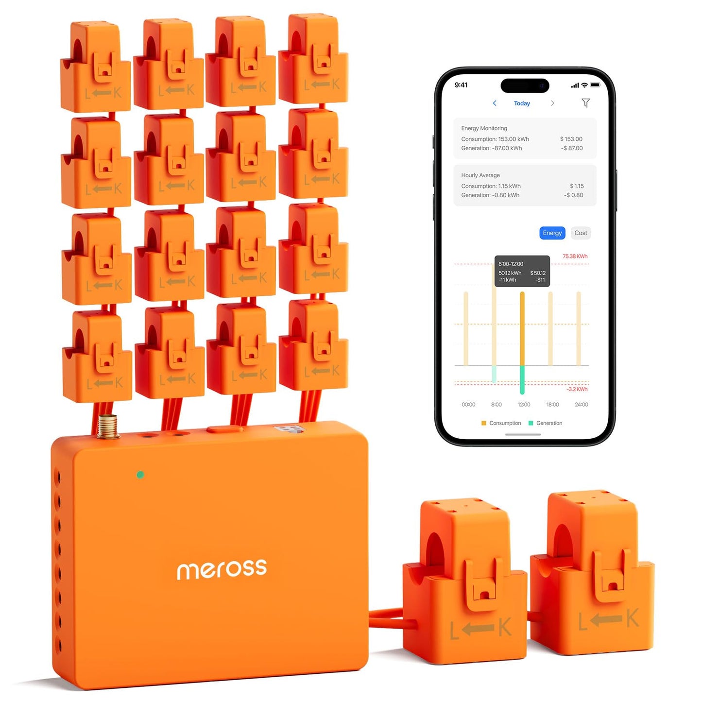 Meross Smart Energy Consumption Monitor with 18 Circuit Monitoring, Electricity Usage Monitor, Real-Time Power Usage Monitor, Home Assistant Support, Smart Alerts, No Subscriptions, 2-Year Warranty