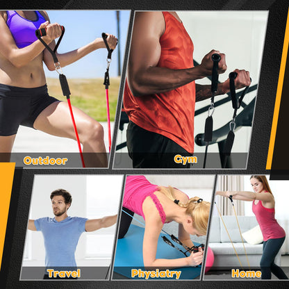 Resistance Bands Set 5pcs with Handle,Up to 150LB/68kg Strength Exercise Training Fitness Tubes Tension Bands Workout Gym Equipment Men and Women for Home Use Physical Training Cable,150 LBS