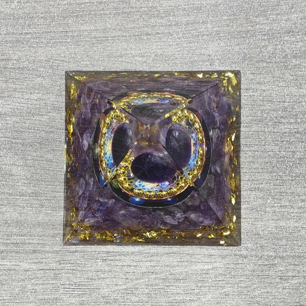 AierCrystal Natural Mineral Crystal Pyramid Energy Healing Meditation Aid Feng Shui Protection Home Decor Versatile Gift Option(2inch Pyramid Amethyst)