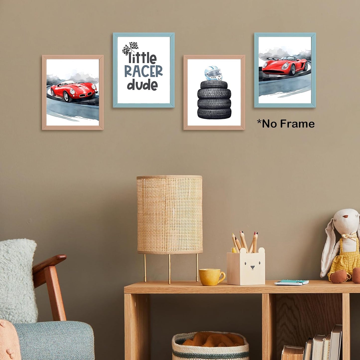 Modern Car Posters Classic Supercar Wall Art Prints, Cool Racing Ferrari Lamborghini McLaren Pagani Canvas Posters for Man Cave Boys Room Wall Decor, Sports Car Art Prints, Set of 4 (8"x10" Unframed)
