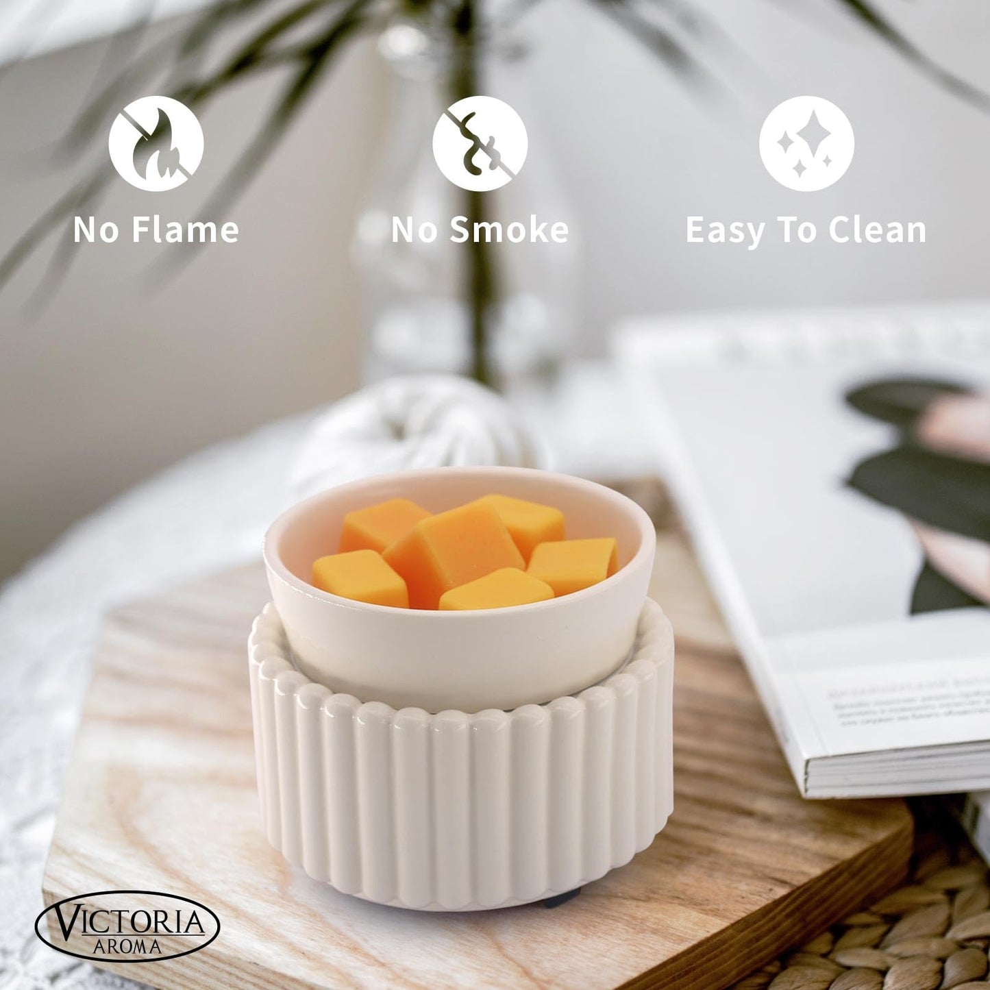 VICTORIA AROMA Ceramic Wax Melt Warmer 3-in-1 Candle Wax Warmer for Scented Wax Melter Electric Fragrance Wax Burner for Home Office Bedroom Gift & Decor…