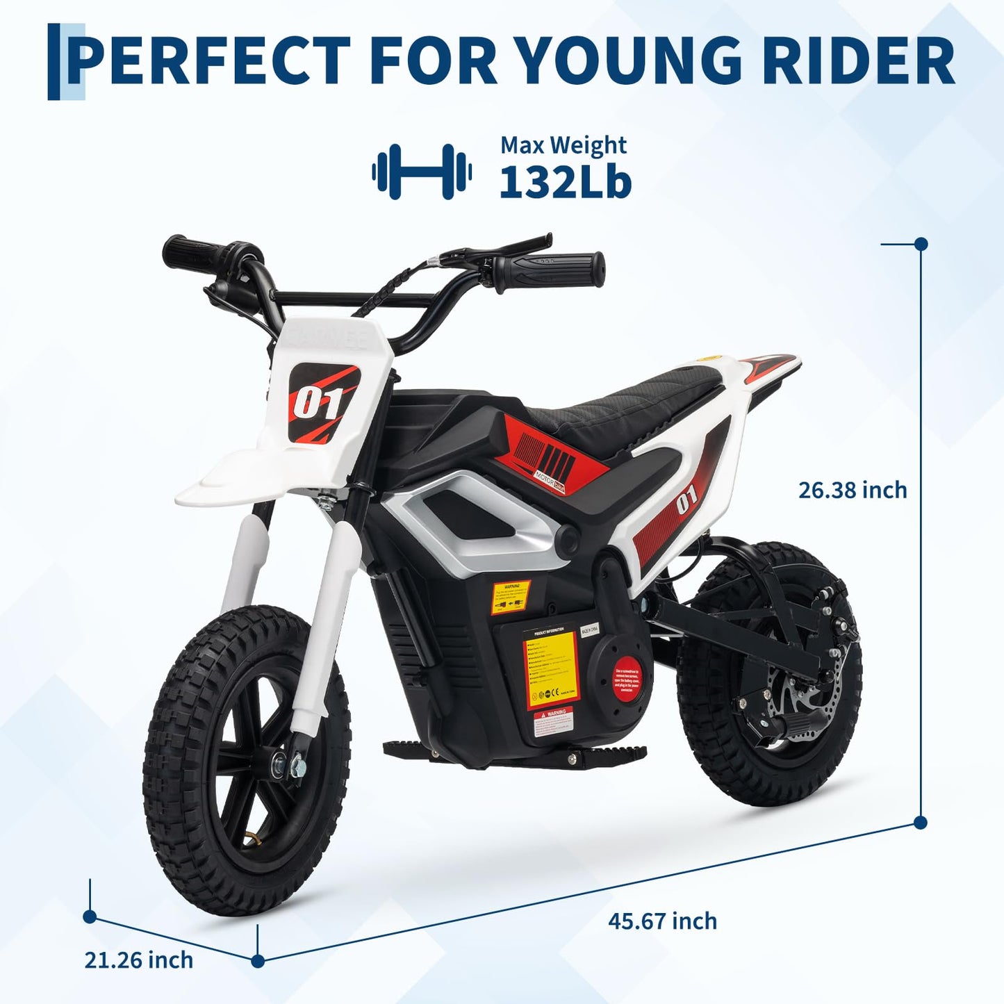 24V Kids Electric Dirt Bike, 350w Motorcycle with 10 MPH Max Speed & 12-Mile Range,Rear Wheel Suspension, Twist Grip Throttle, Rubber Tires